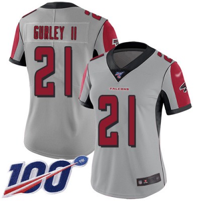 Nike Atlanta Falcons #21 Todd Gurley II Silver Women's Stitched NFL Limited Inverted Legend 100th Season Jersey